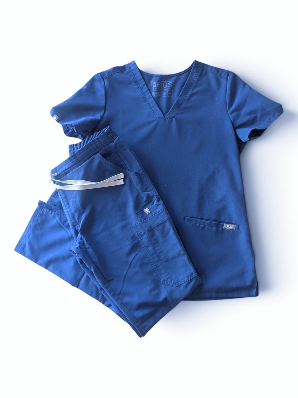 FIGS Technical Collection Royal Blue Scrub Set (XS Top / XS Pants)